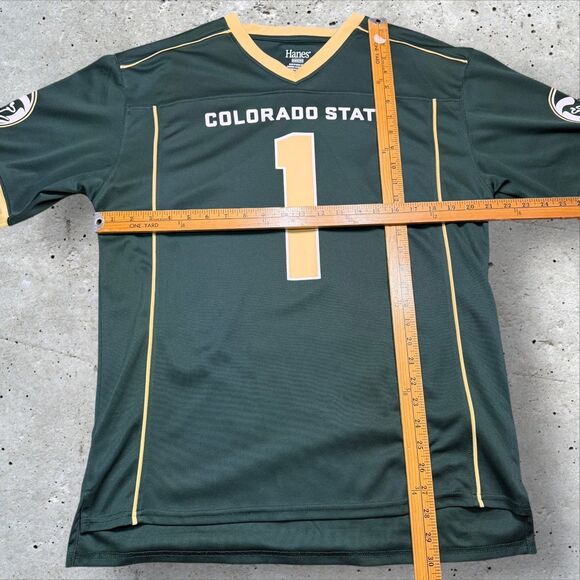 Colorado State Rams #1 Football Jersey Men’s M Green Gold Hanes NCAA - Picture 10 of 10